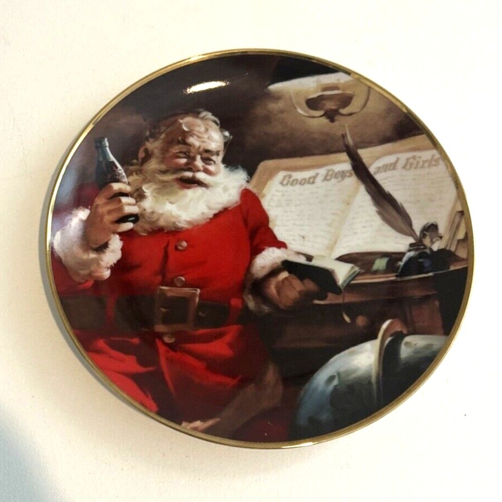 Franklin Mint Coca Cola 8"‎ Plate "Making A List" 1994